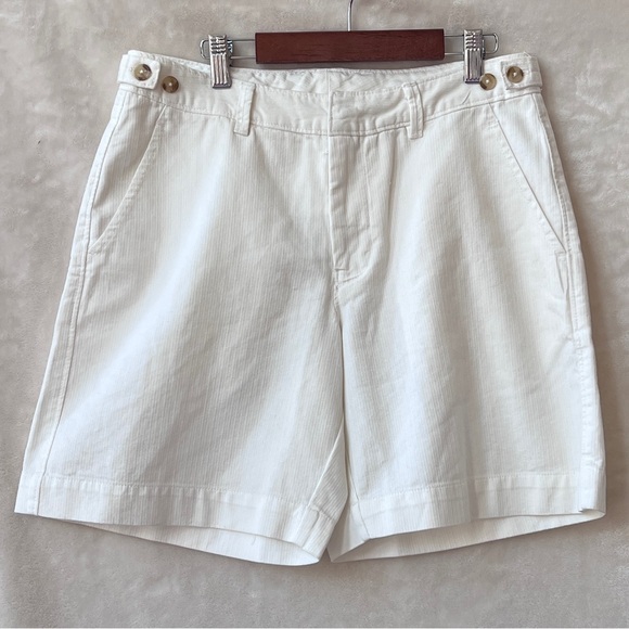 NEW Size 8 Free People Clean Ivory Mid-Rise Long Cotton Pageant Trouser Shorts - Picture 2 of 7